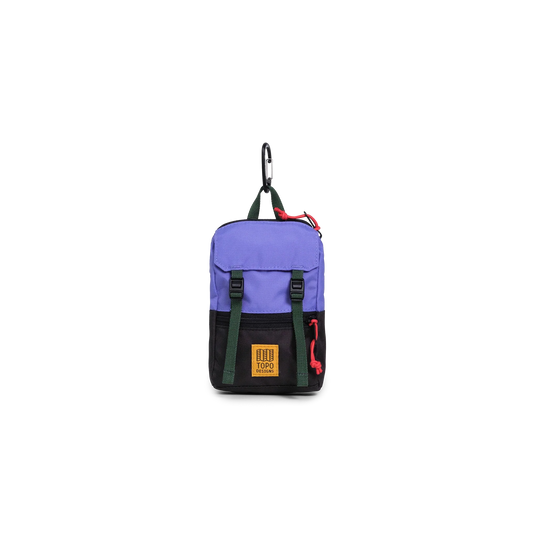 Front View of Topo Designs Rover Pack Micro in "Very Peri / Forest"