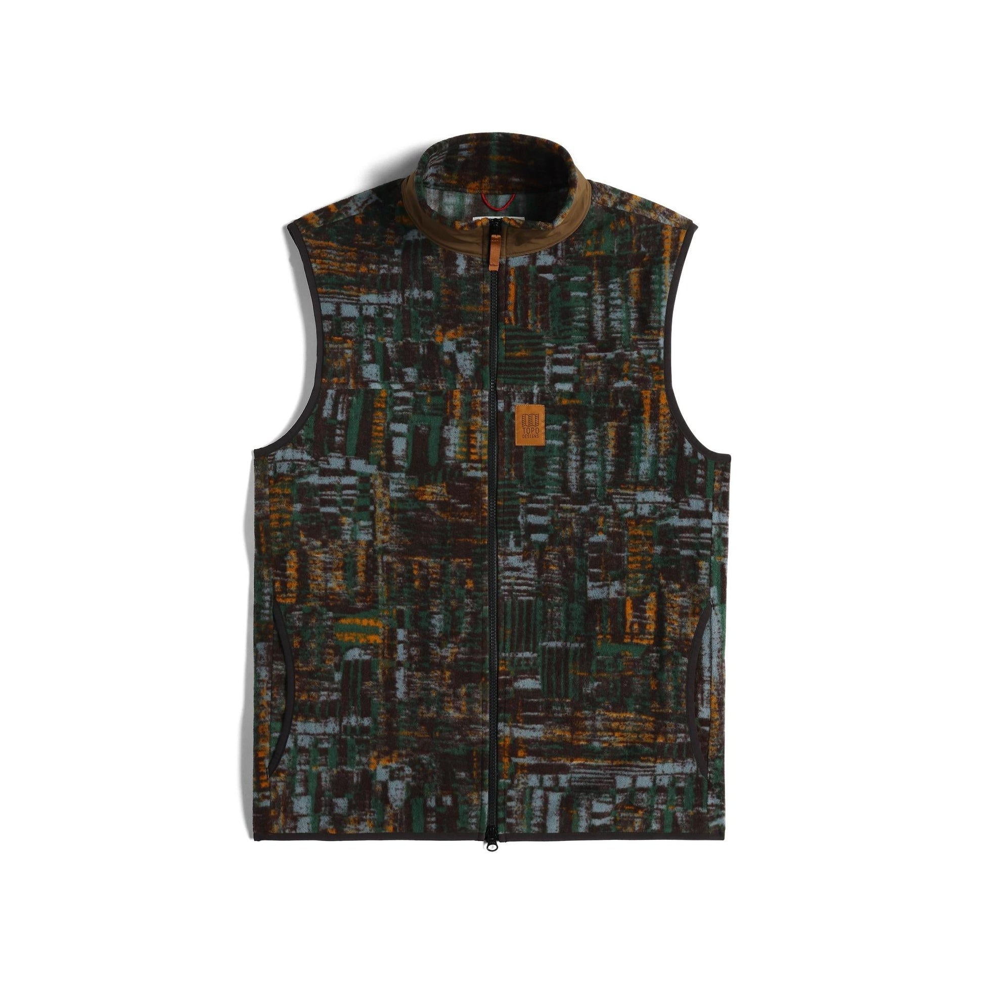 Front View of Topo Designs Vista Lightweight Fleece Vest - Men's in "Forest Halfpipe"