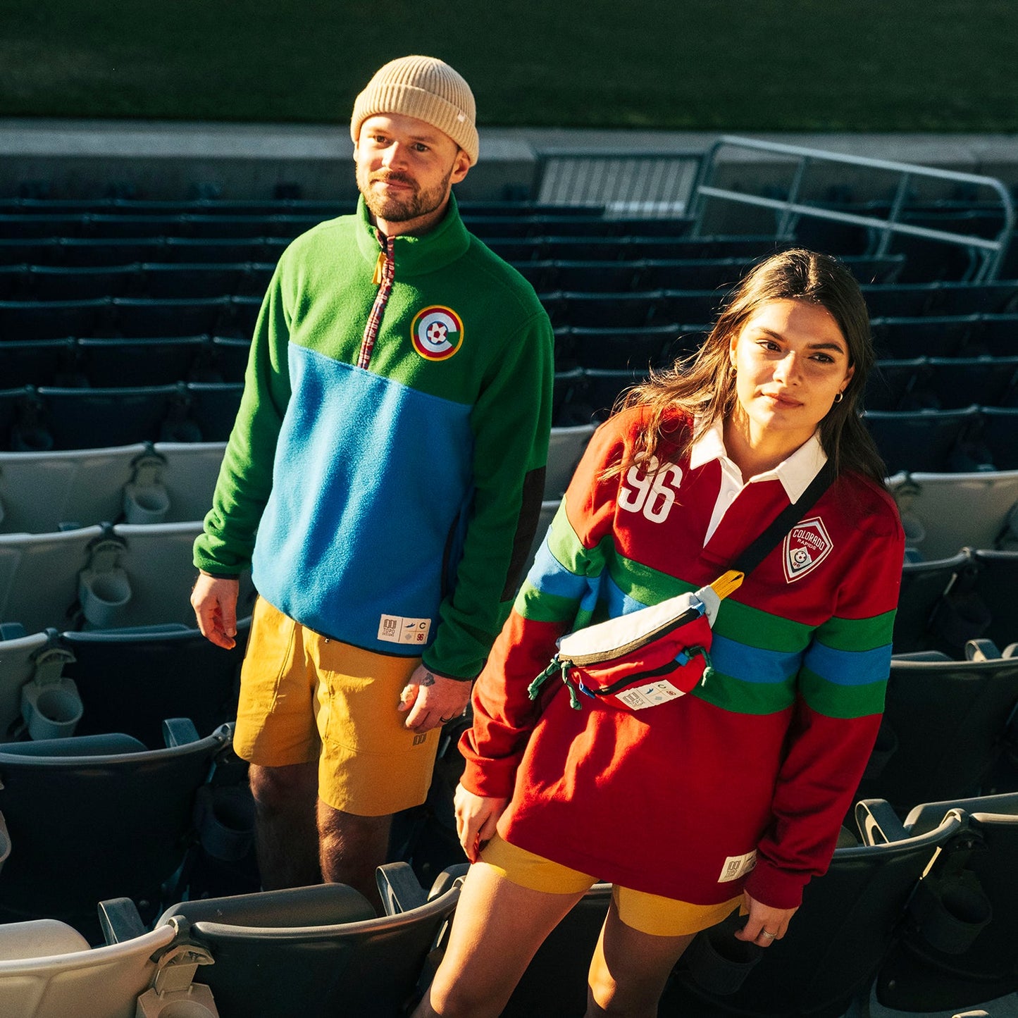 General lifestyle shot of Topo Designs x Colorado Rapids Mountain Rugby Shirt