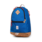 Quarter view of Topo Designs Classic Teardrop Backpack in "Classic Blue"