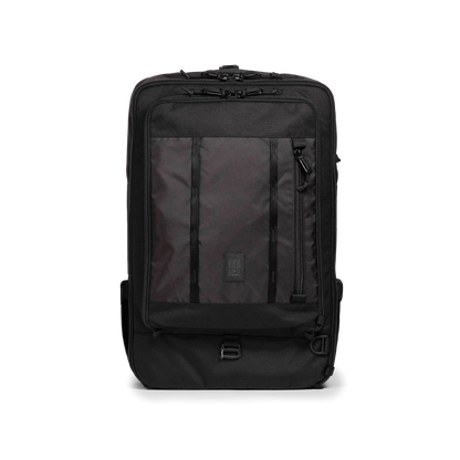 Front view of Topo Designs Global Travel Bag 40L in "Black / Black"