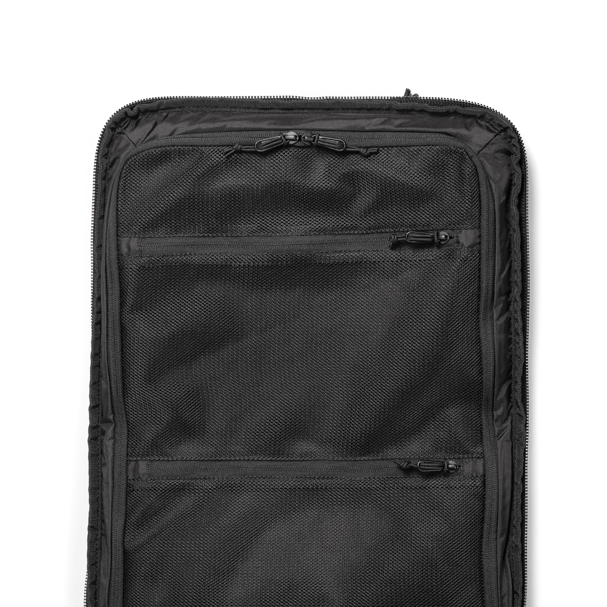 General interior shot of Topo Designs Global Travel Bag 40L in "Black / Black"