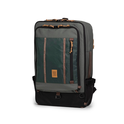 Front quarter view of Topo Designs Global Travel Bag 40L in "Woodland / Forest"