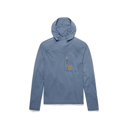 Front View of Topo Designs Sun Hoodie - Men's in "Stone Blue"